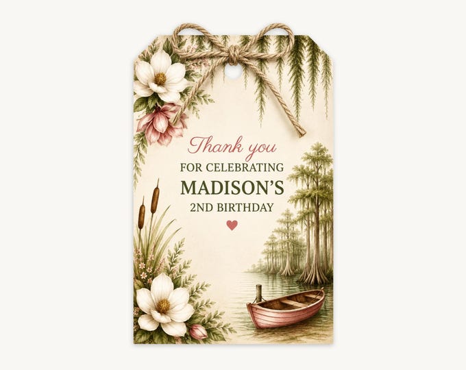 Belle of the Bayou Birthday Favor Tags