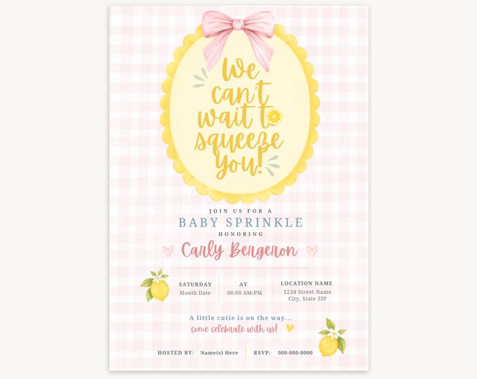 We Can’t Wait to Squeeze You Baby Sprinkle Invitation - Pink