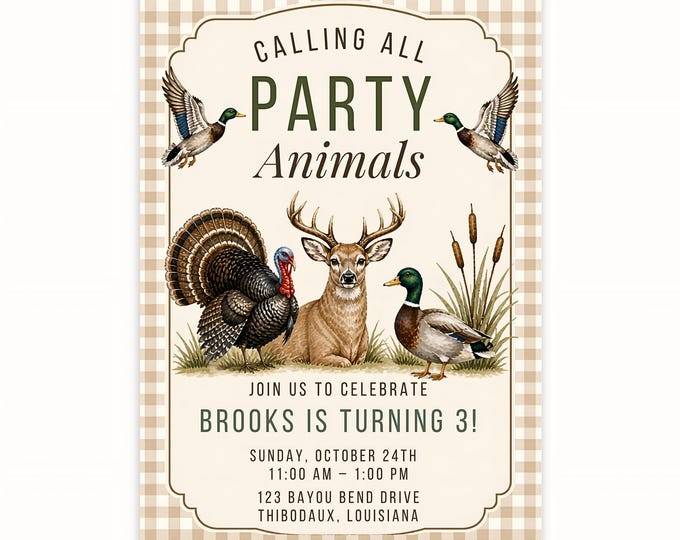 Calling All Party Animals Invitation - Brown