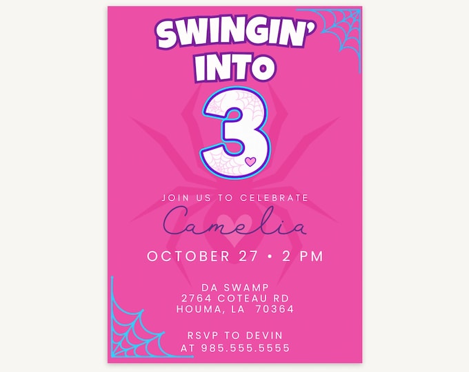 Swingin' Into Three Birthday Invitation