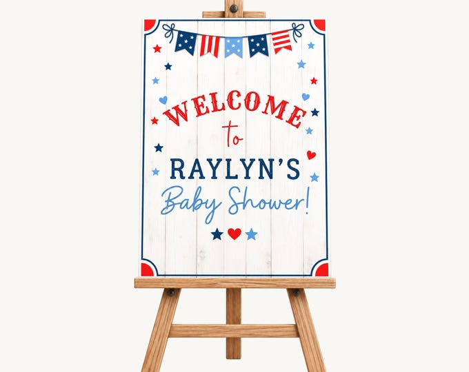 Red, White, & Due Baby Shower Welcome Sign