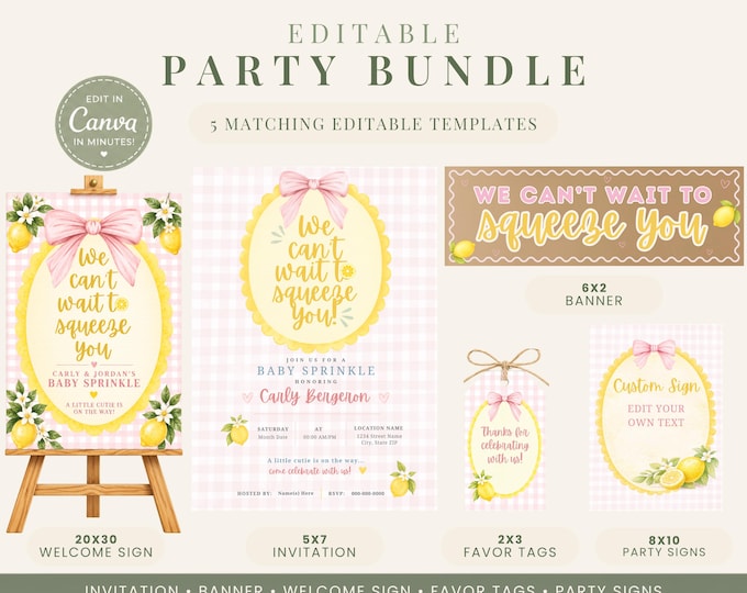 We Can't Wait to Squeeze You Baby Shower Party Bundle - Pink