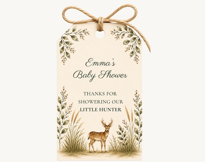 A Little Hunter Baby Shower Favor Tags