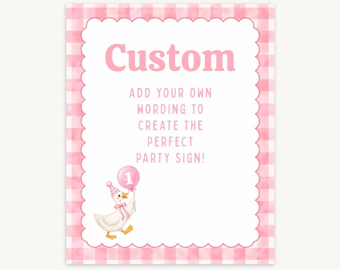 One Silly Goose First Birthday Party Sign – Pink