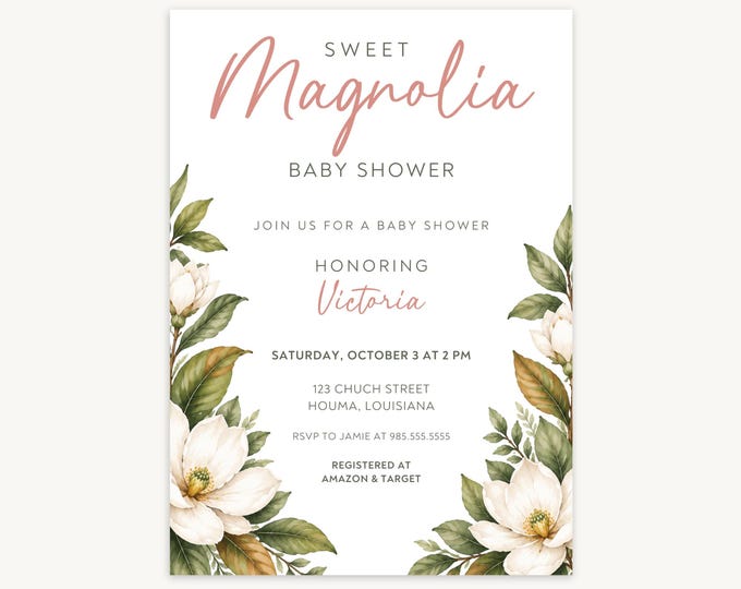 Sweet Magnolia Baby Shower Invitation