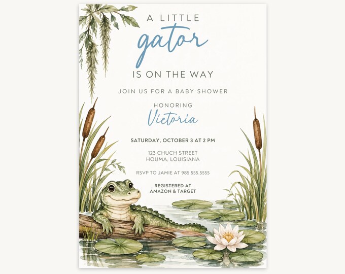 A Little Gator Baby Shower Invitation