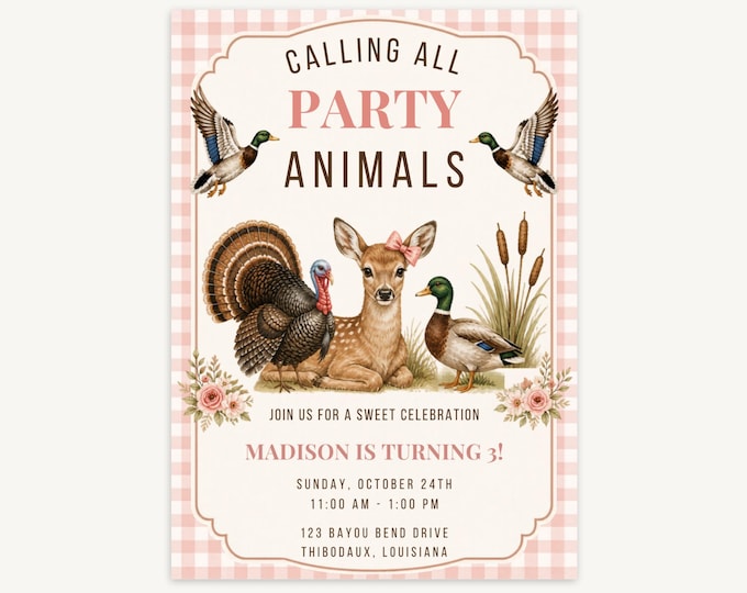 Calling All Party Animals Invitation - Pink