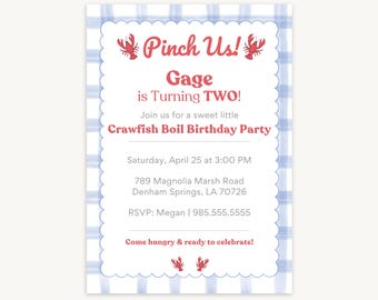 Crawfish Boil Birthday Invitation - Blue