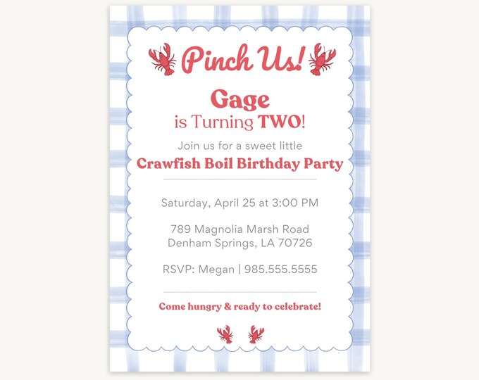 Crawfish Boil Birthday Invitation - Blue