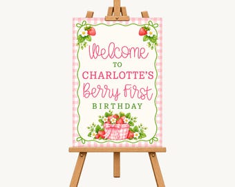 Berry First Birthday Welcome Sign