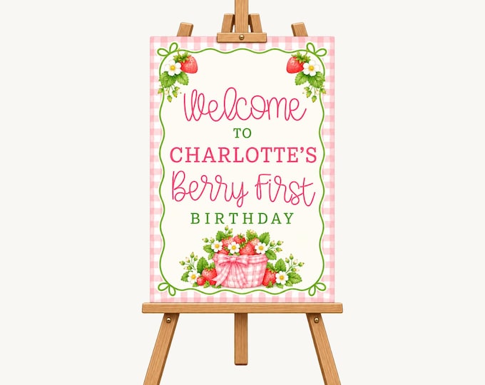 Berry First Birthday Welcome Sign