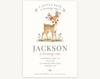 Little Buck First Birthday Invitation