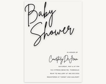 Minimalist Script Baby Shower Invitation