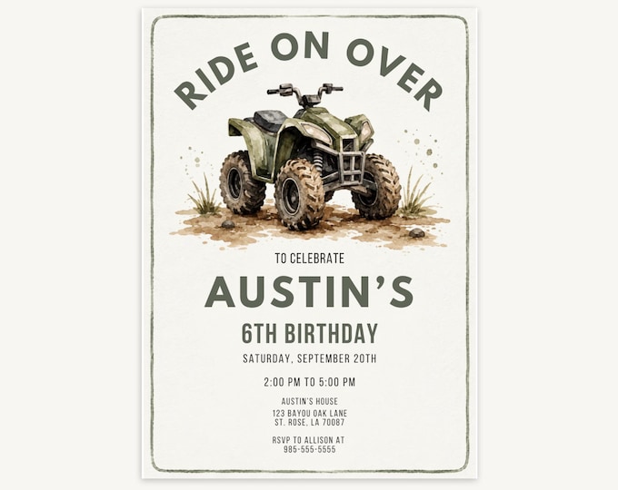 Ride On Over ATV Birthday Invitation