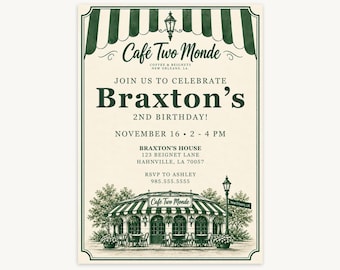 Café Two Monde Birthday Invitation