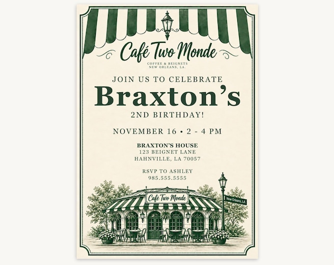 Café Two Monde Birthday Invitation