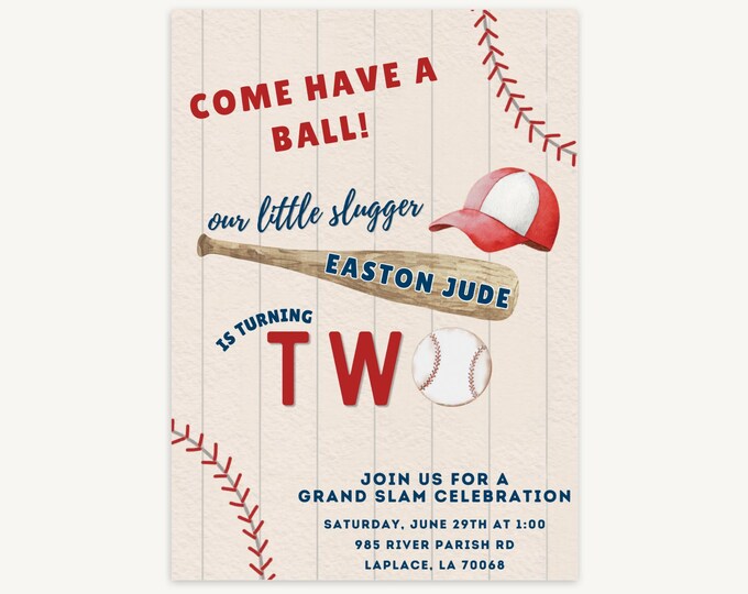 Little Slugger Baseball Birthday Invitation