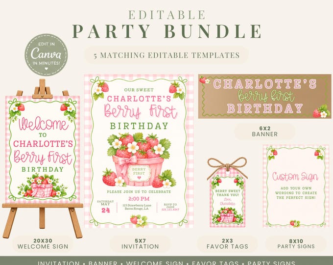 Berry First Birthday Party Bundle