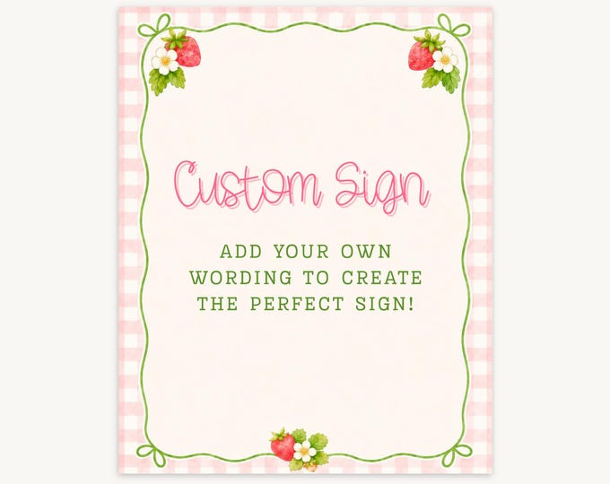Berry First Editable Birthday Party Sign