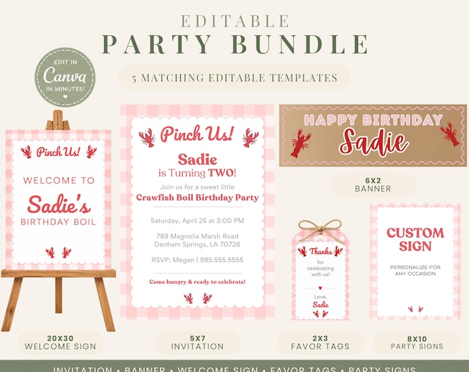 Crawfish Boil Birthday Party Bundle - Pink