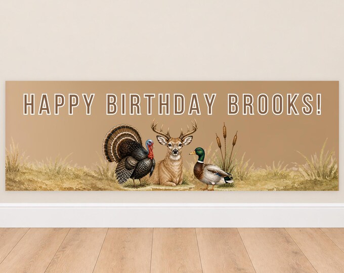 Calling All Party Animals Birthday Banner - Brown
