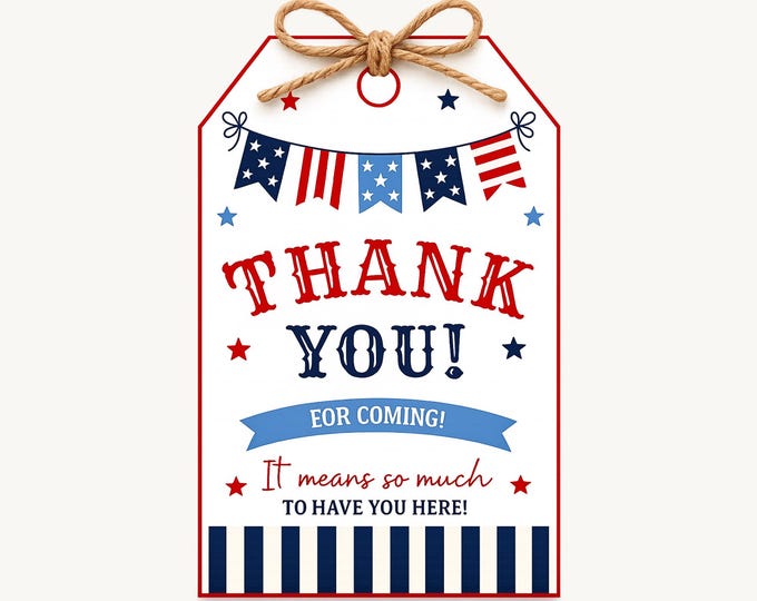 Red White & Due Patriotic Baby Shower Favor Tags