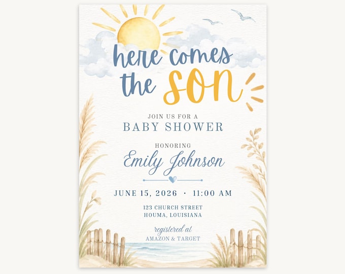 Here Comes the Son Baby Shower Invitation