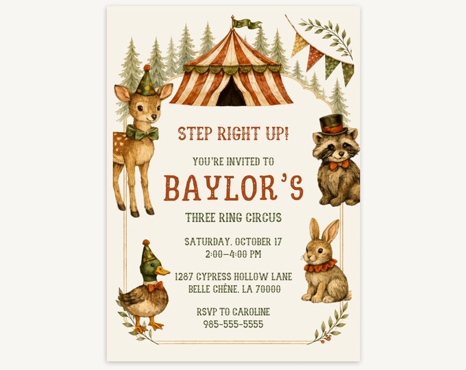 Step Right Up Circus Invitation - Brown