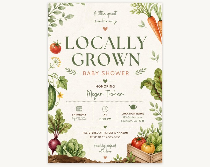 Locally Grown Baby Shower Invitation