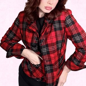 Pendleton 100% Virgin Wool Red and Black Plaid Button-Up Blazer Jacket