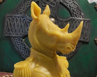 Free USA Shipping Victorian Rhino Rhinoceros Bust Beeswax Candle Choice of Color