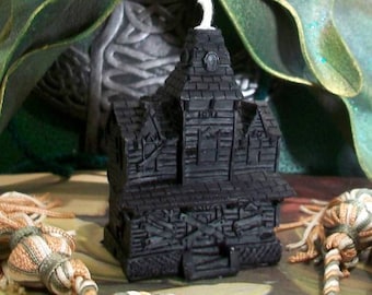 Free USA Shipping Haunted House Black Beeswax Candle SMALL Size