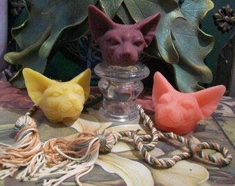 Gorgeous non scented black Sphynx cat candle witchy pagan pentagon