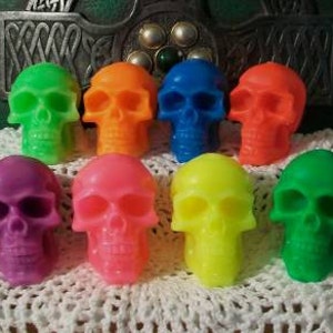 Free USA Shipping 2 Small Beeswax Skull Candles Día de los Muertos Sugar Skull Pastel Goth Choice Of Color image 5