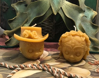 Free USA Shipping Day Of The Dead Sugar Skull  Día de los Muertos Beeswax Candle Choice Of Color And Style