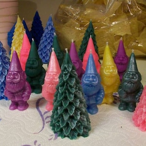 Free USA Shipping Woodland Gnome With Tree Beeswax Candle Set image 1