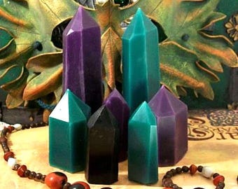 Free USA Shipping Crystal Shaped Beeswax Candles Set of 3 Your Choice Of Color