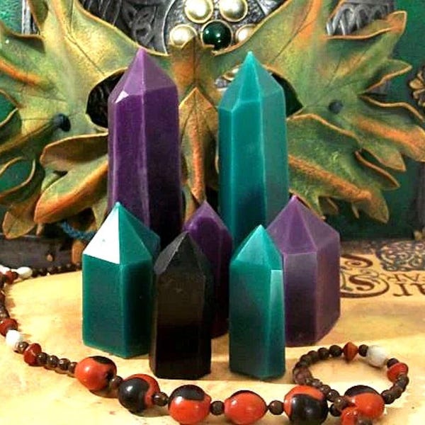 Free USA Shipping Crystal Shaped Beeswax Candles Set of 3 Your Choice Of Color
