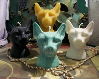 Free USA Shipping Egyptian Cat God Goddess Bastet Candle Choice Of Color Pagan Hoodoo Wicca Ritual  Candle 3 3/4" Tall