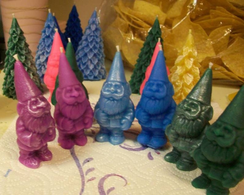 Free USA Shipping Woodland Gnome With Tree Beeswax Candle Set image 2