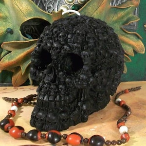 Free USA Shipping Beeswax Big BLACK Skull Of Skulls Skull Candle image 1