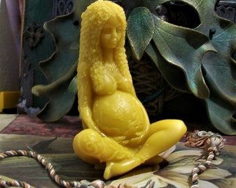 Free USA Shipping Beeswax Gaia Mother Earth Candle Choice Of Color Earth Goddess