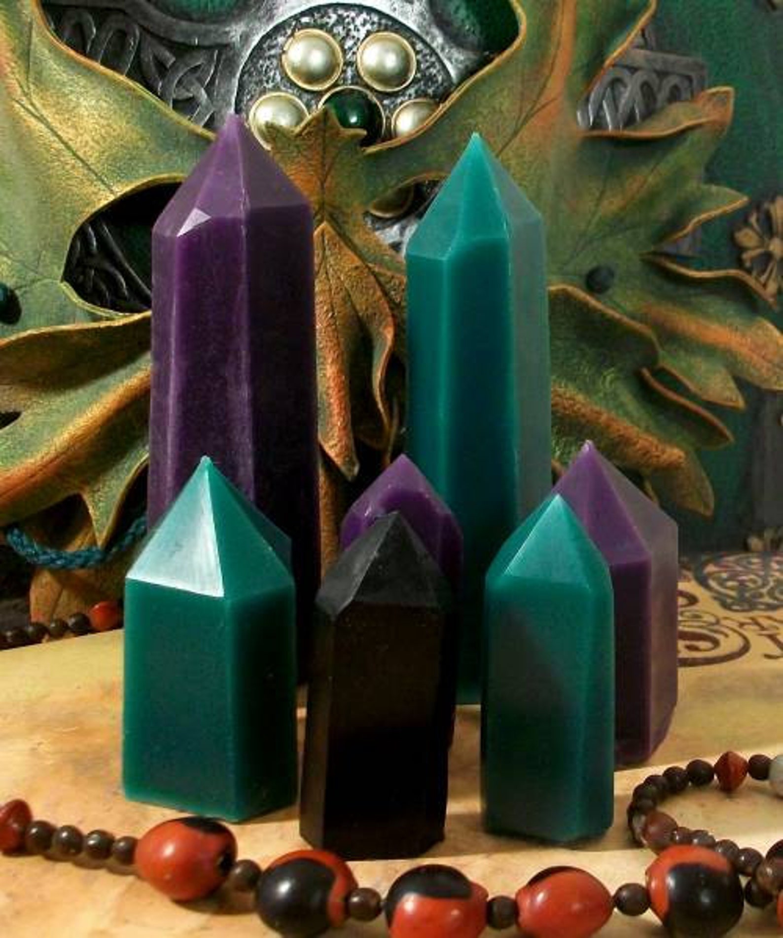 Crystal Shaped Beeswax Candles Set of 3 Your Choice Of Color Etsy