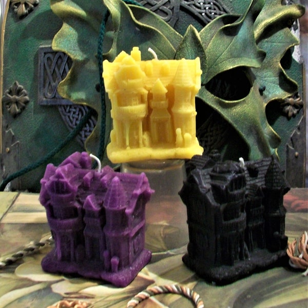 Haunted House Beeswax Candle Medium Size 3" Tall Choice Of Color Free USA Shipping