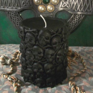 Free USA Shipping Black Skull Beeswax Pillar Candle