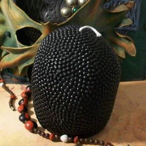 Free USA Shipping Big BLACK Beaded Pearl Beeswax Skull Candle 2012 image 5