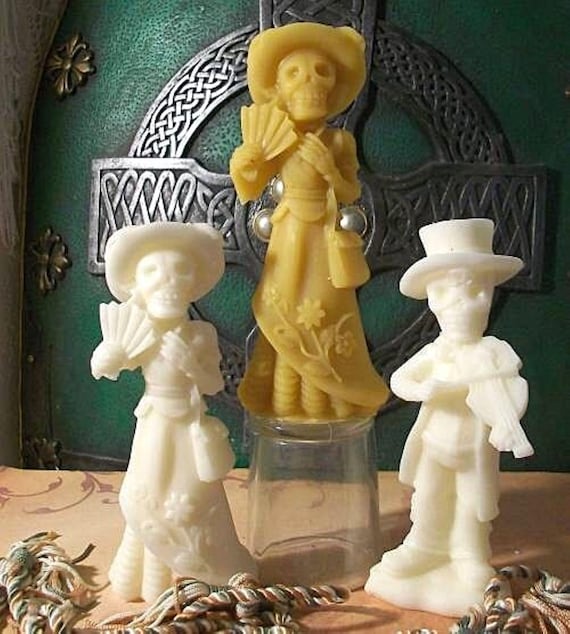Free USA Shipping Day Of The Dead Día de los Muertos Beeswax Candles