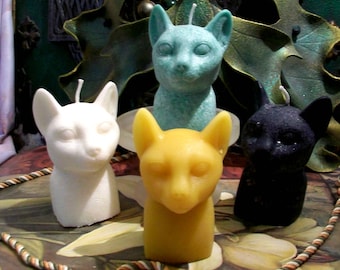 Free USA Shipping Small Egyptian Cat God Goddess Bastet Candle Choice Of Wax Choice Of Color Pagan Hoodoo Wicca Ritual  Candle