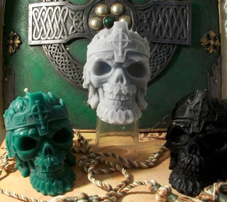 Free USA Shipping Celtic Skull Beeswax Candle image 1