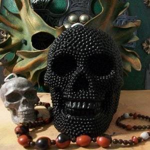 Free USA Shipping Big BLACK Beaded Pearl Beeswax Skull Candle 2012 image 3